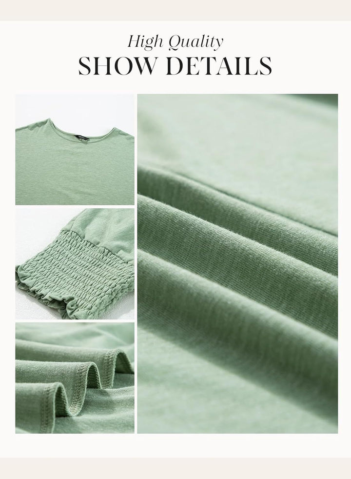 Wendy – Classic Crewneck Blouse with 3/4 Sleeves