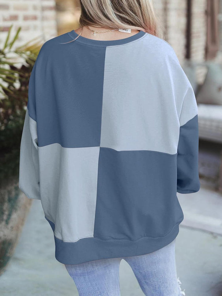 Vicky – Plus Size Colorblock Henley Sweatshirt