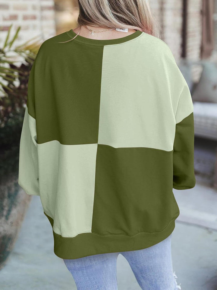 Vicky – Plus Size Colorblock Henley Sweatshirt