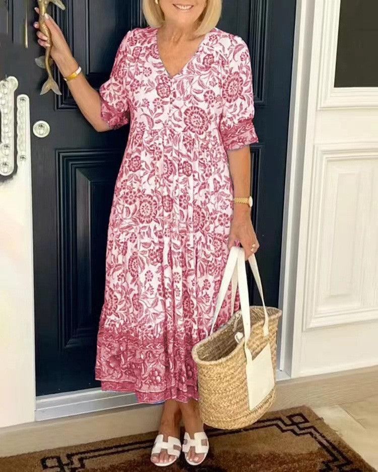 Keisha – Floral V-Neck Maxi Dress