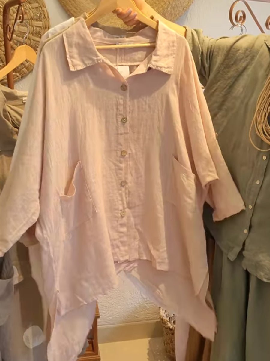 Lineth – Buttoned Blouse with 3/4 Sleeves