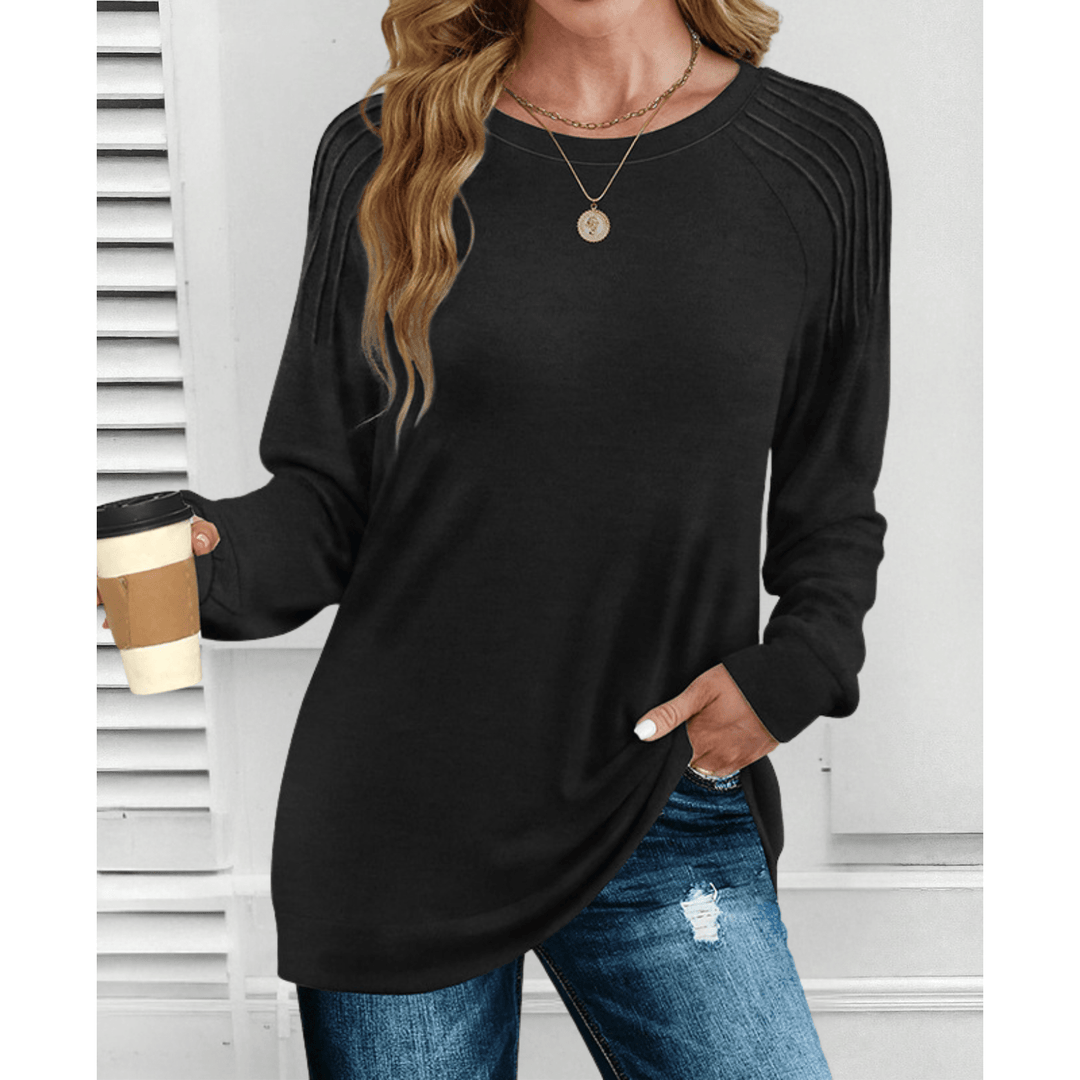 Anika – Ribbed Shoulder Long-Sleeve Tunic