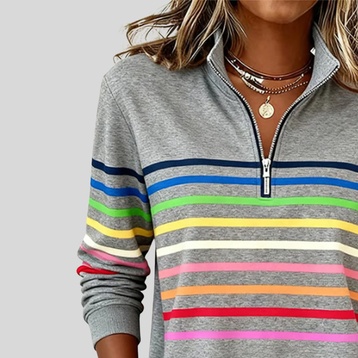 Colorful Striped Quarter-Zip Sweatshirt
