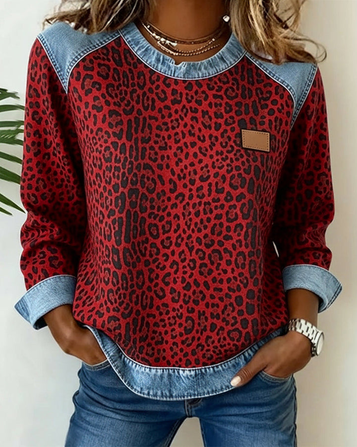 Marlene | Leopard Patchwork Sweater