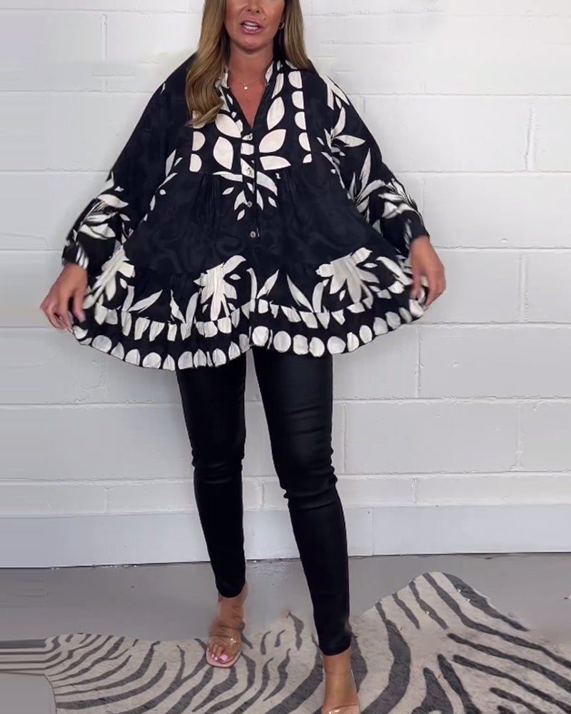 Lyra – Flared Sleeve Top with V-Neck