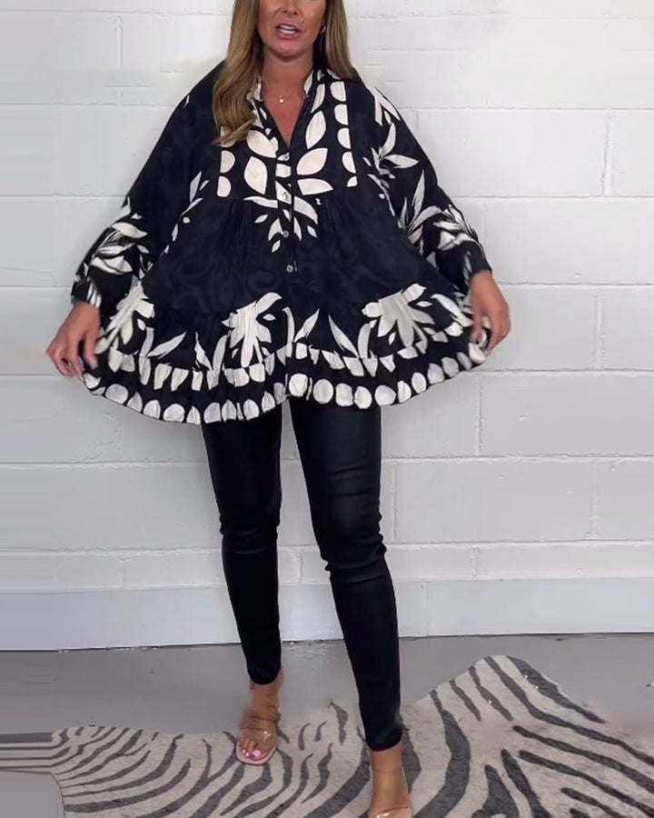 Lyra – Flared Sleeve Top with V-Neck