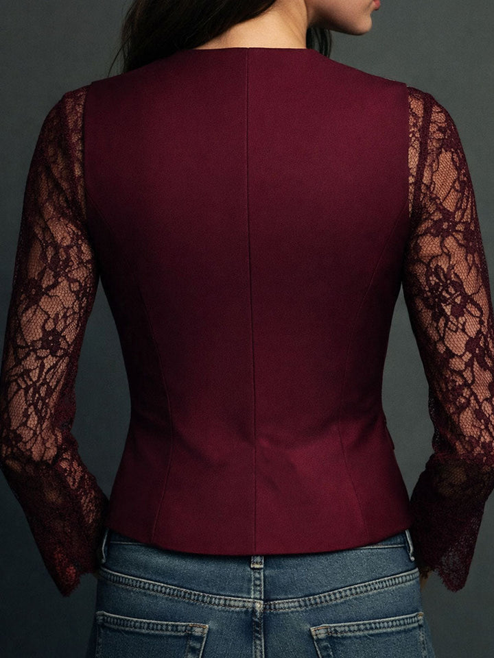Naomi | Semi-Sheer Sleeve Blazer Top