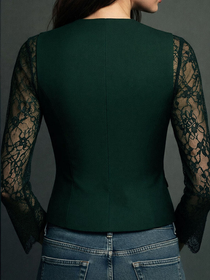 Naomi | Semi-Sheer Sleeve Blazer Top