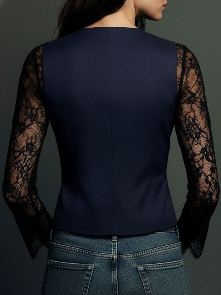 Naomi | Semi-Sheer Sleeve Blazer Top