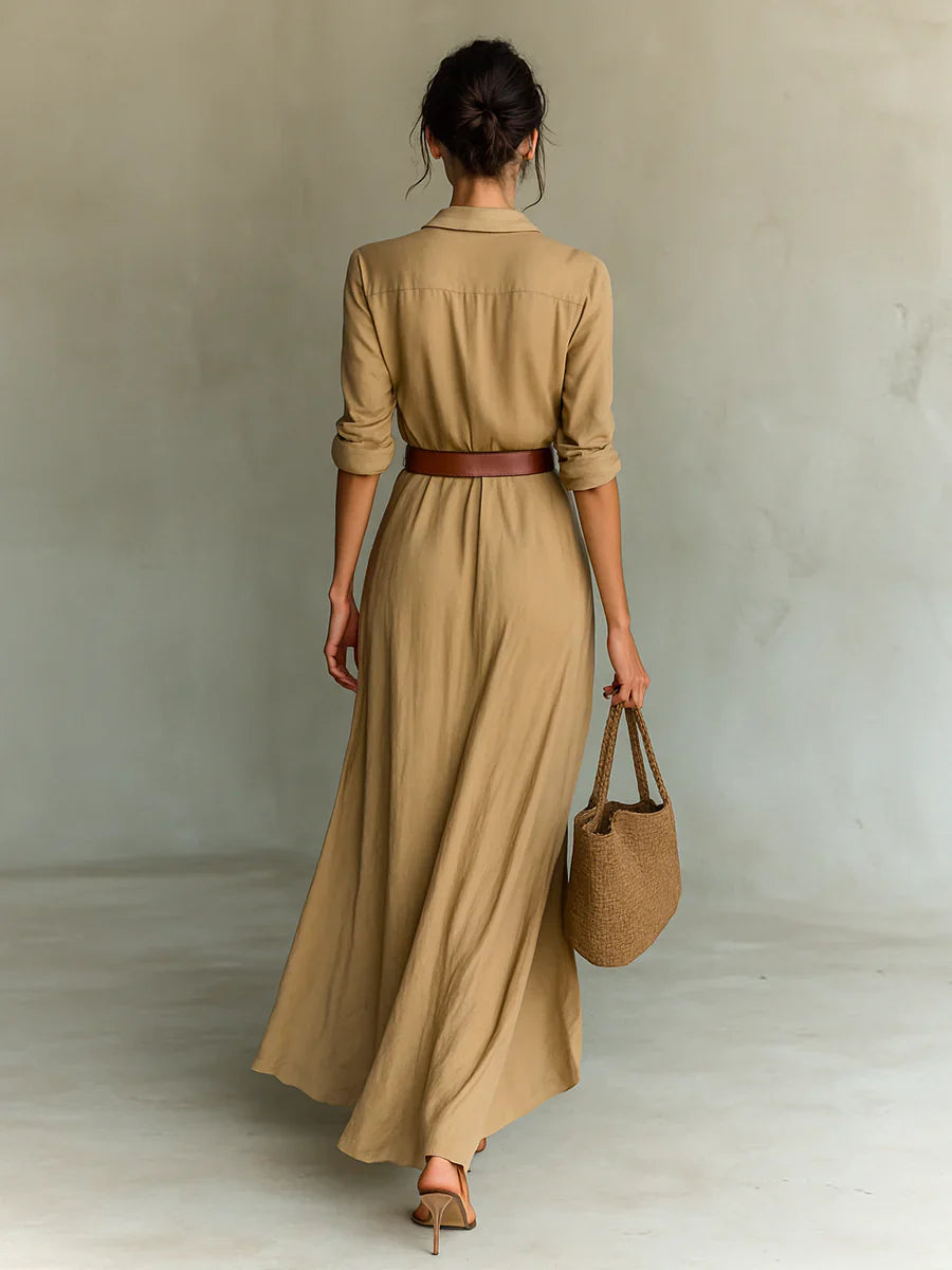 Marlowe | Belted Lapel Maxi Dress