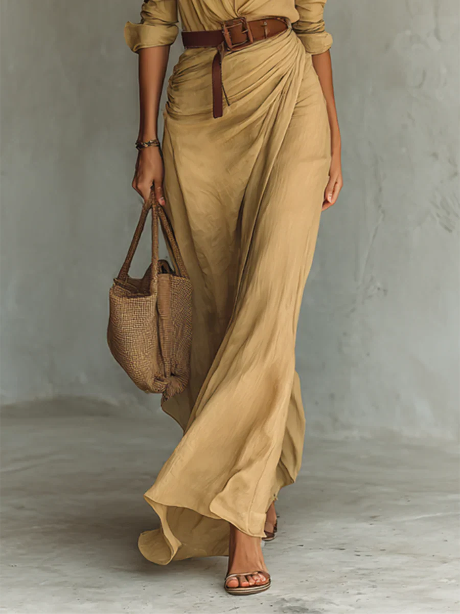 Marlowe | Belted Lapel Maxi Dress