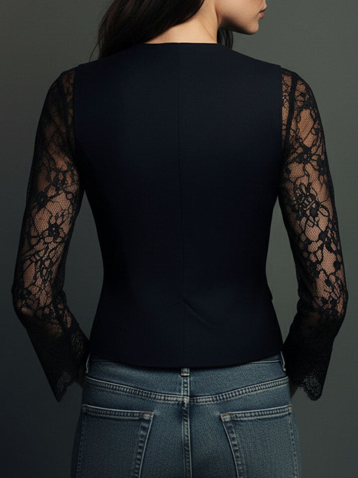 Naomi | Semi-Sheer Sleeve Blazer Top