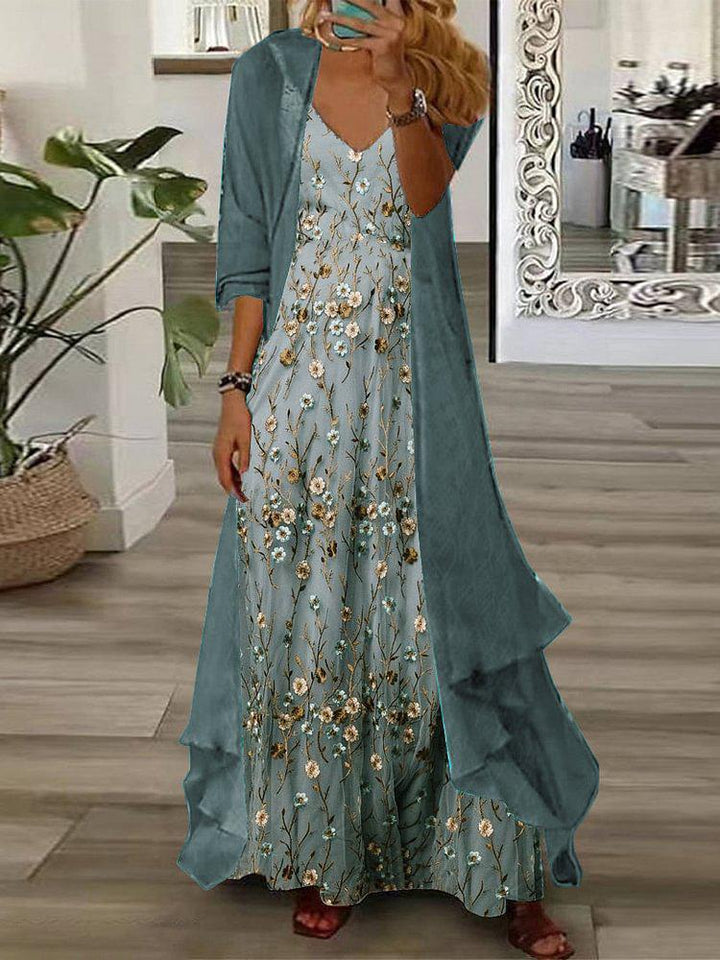 Thea – Floral Maxi Dress with V-Neck
