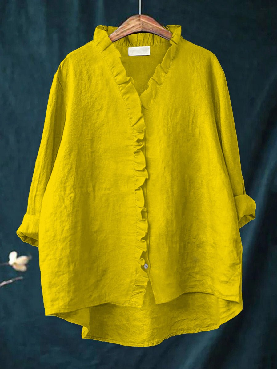 Rica – Ruffle Blouse with Vintage-Inspired Collar