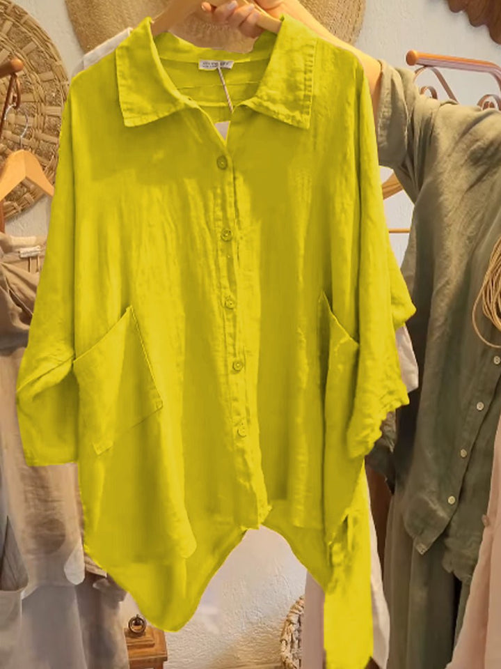 Lineth – Buttoned Blouse with 3/4 Sleeves