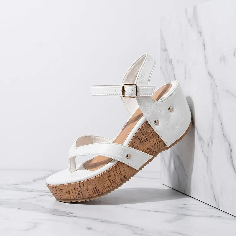 Annika | Gold-Studded Wedge Sandals
