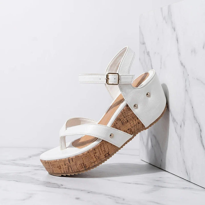 Annika | Gold-Studded Wedge Sandals