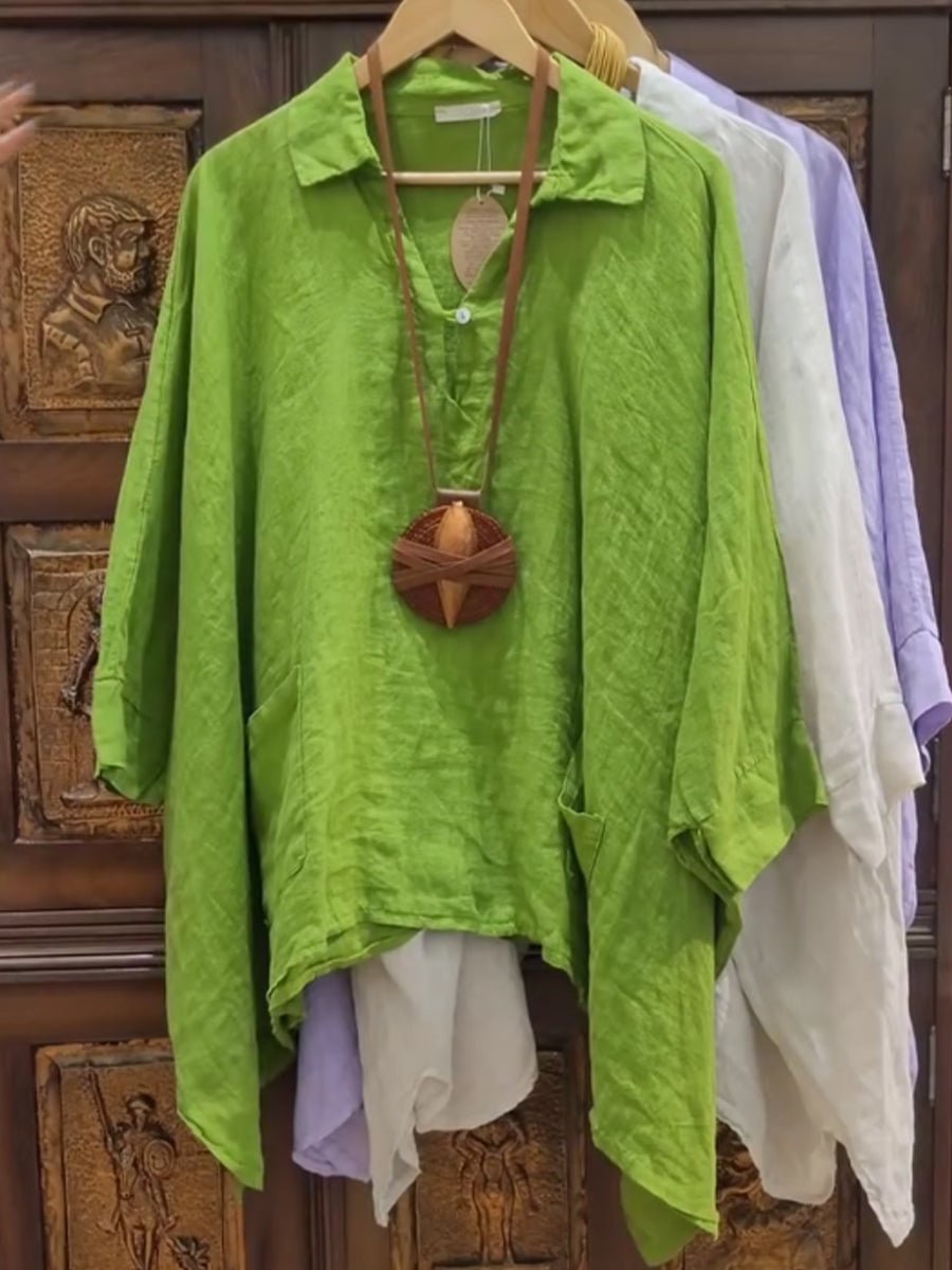 Lina – Collared Top with Stand Collar