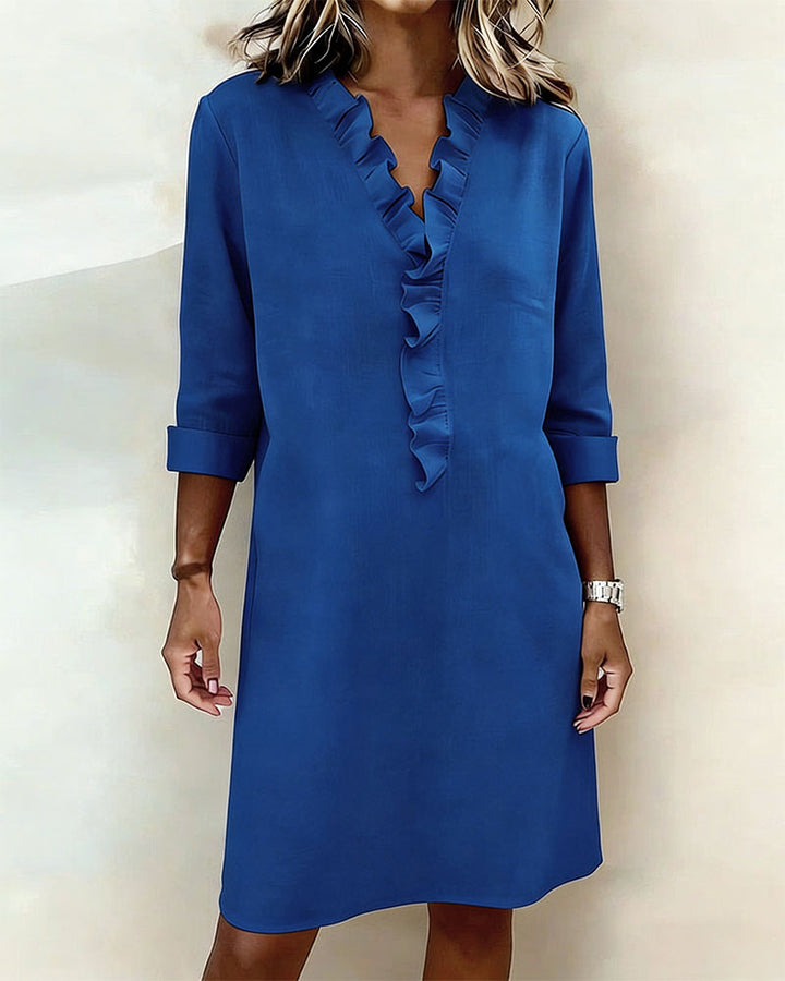 Meredith | Ruffled V-Neck Dress