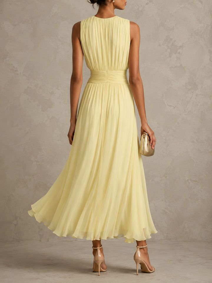 Roxanne | Ruched Waist Sleeveless Maxi Dress