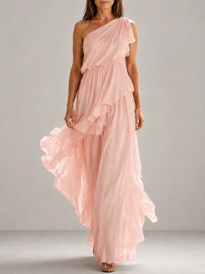 Scarlett | One-Shoulder Ruffle Maxi Dress