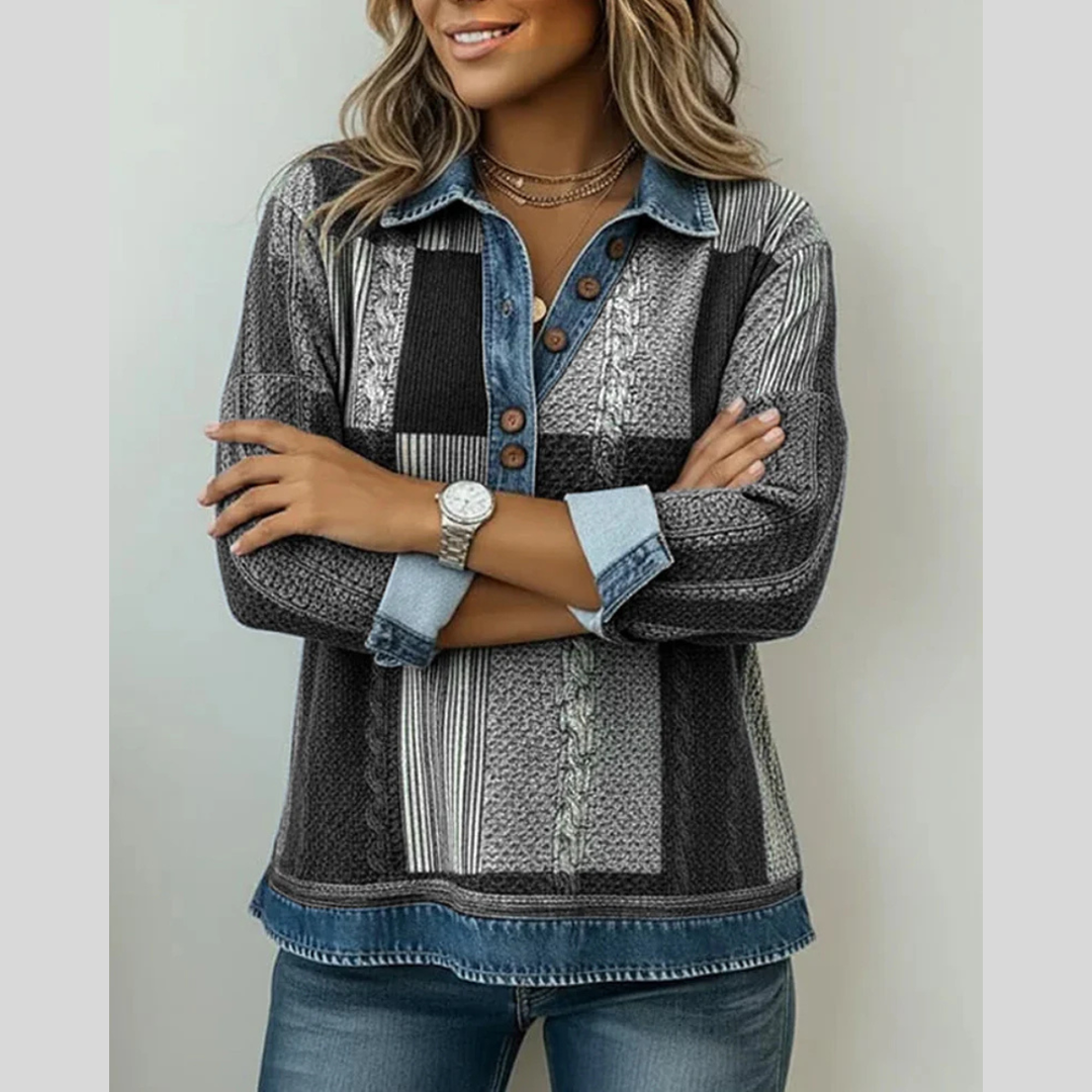 Color Block Print Sweater