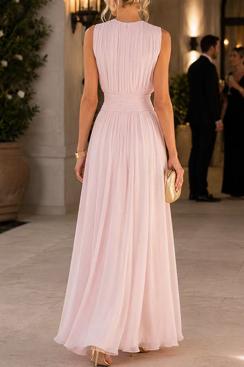 Sleeveless Crewneck High Waist Maxi Dress