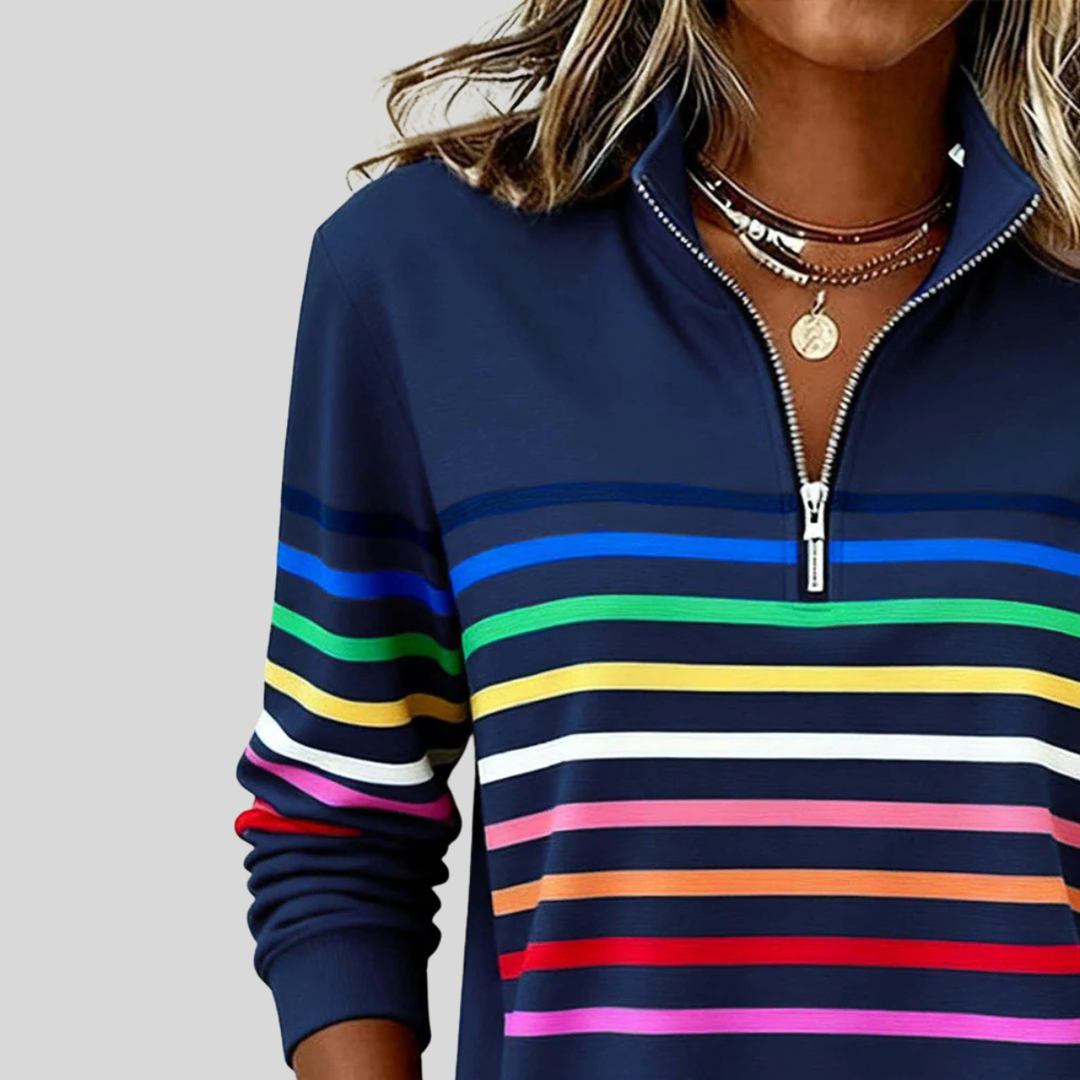 Colorful Striped Quarter-Zip Sweatshirt
