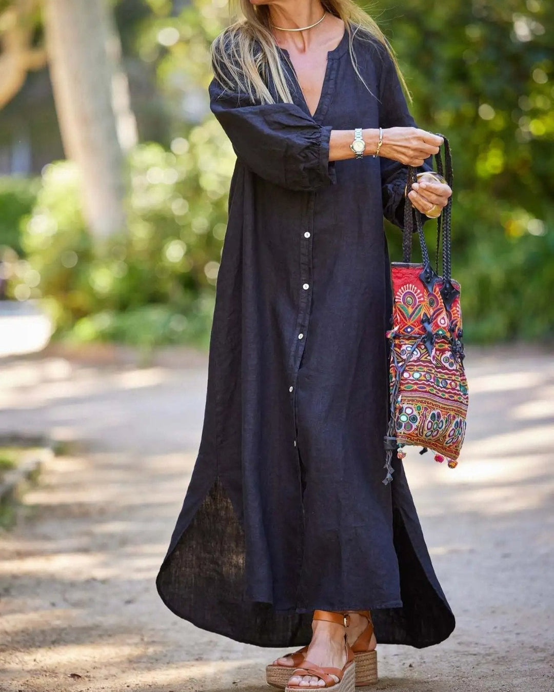 Elaina – Button-Front Maxi Dress