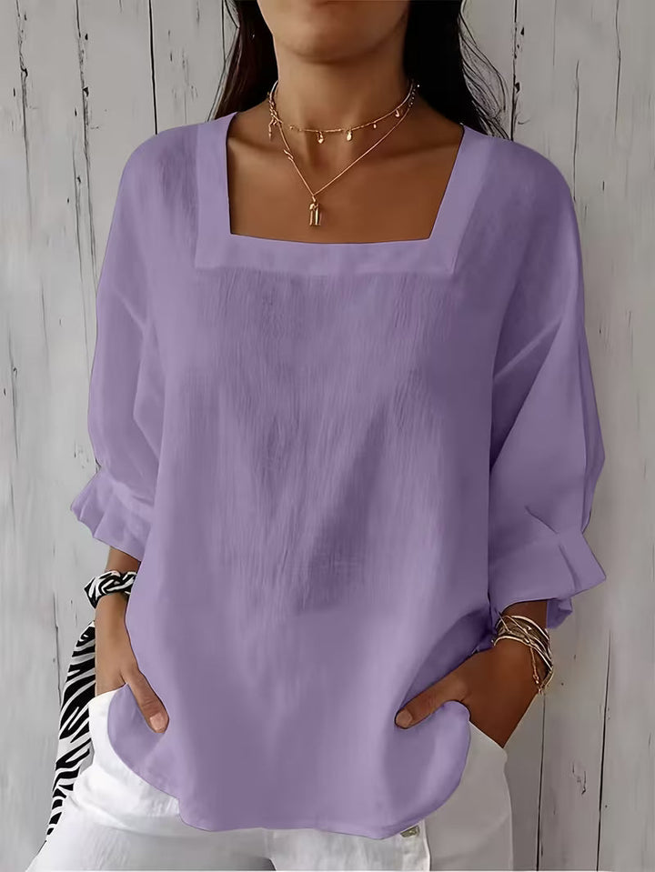 Alvessa - Long Sleeve Blouse with Square Neckline