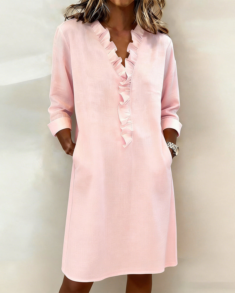 Meredith | Ruffled V-Neck Dress