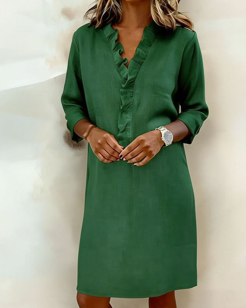 Meredith | Ruffled V-Neck Dress
