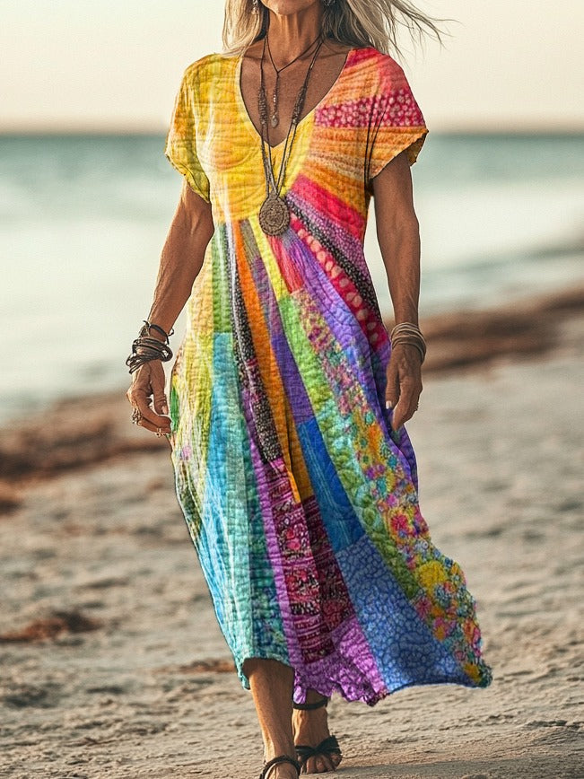 Mary | Printed Multicolor Maxi Dress