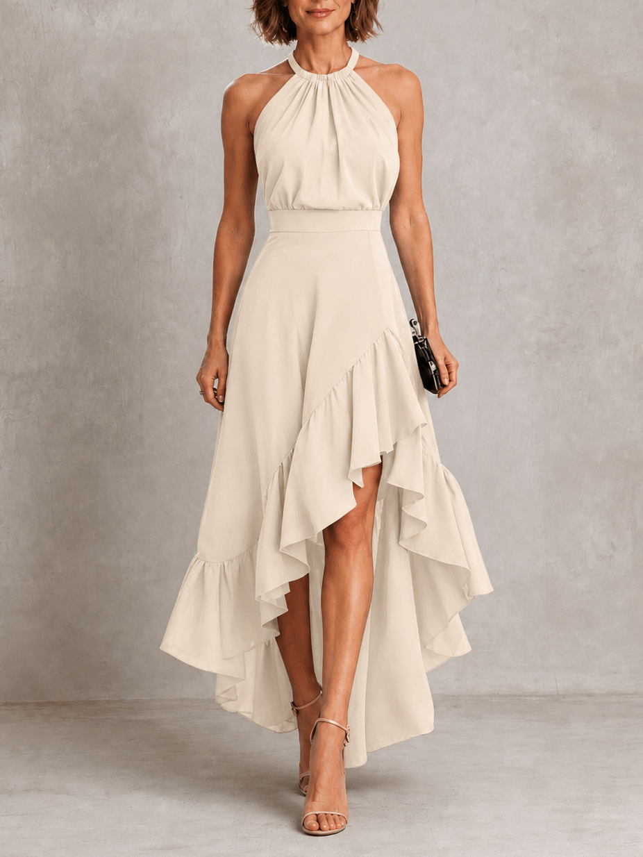 Chloe | Halter Ruffle Hem Dress