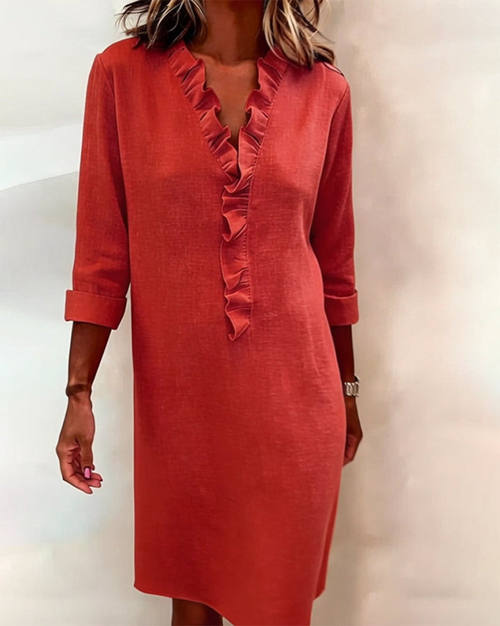 Meredith | Ruffled V-Neck Dress