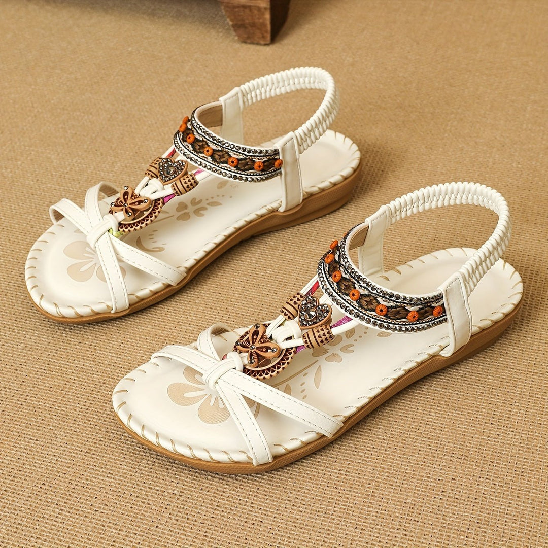 Nalu – Boho Flat Sandals with Beaded Detail