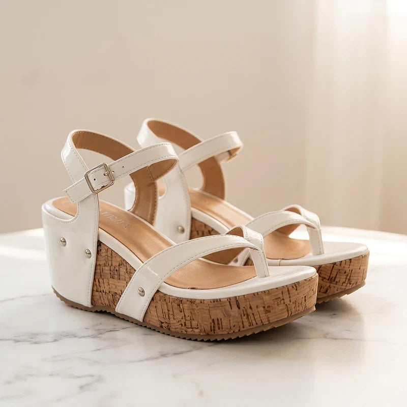 Annika | Gold-Studded Wedge Sandals