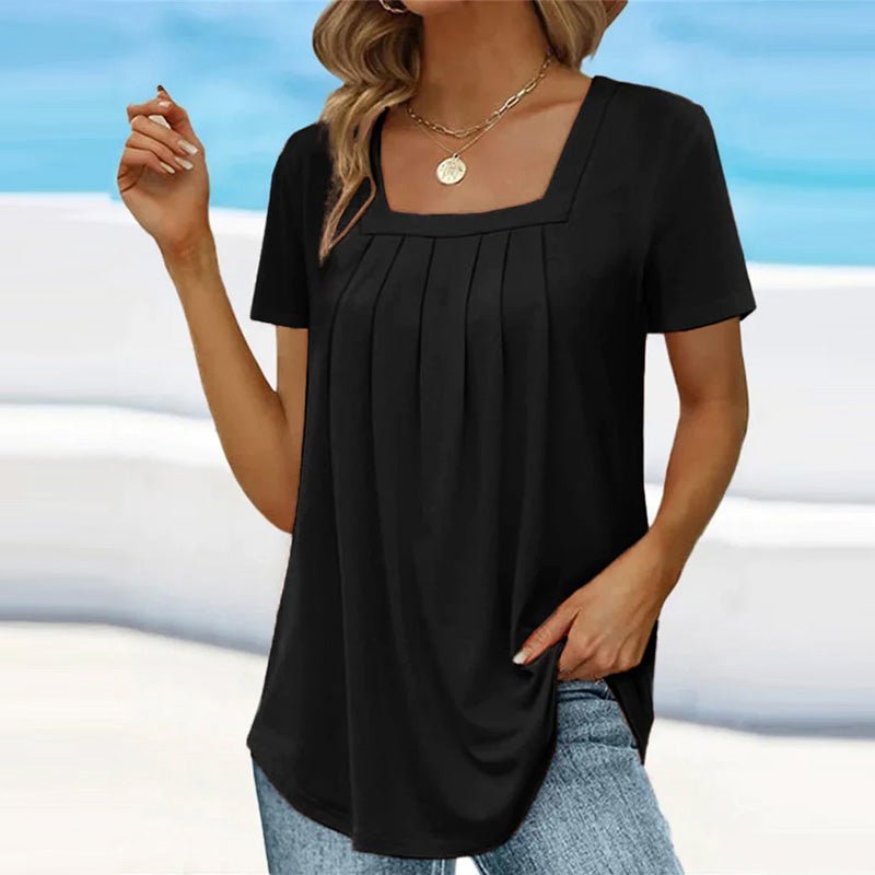 Coral – Pleated Blouse Square Neckline