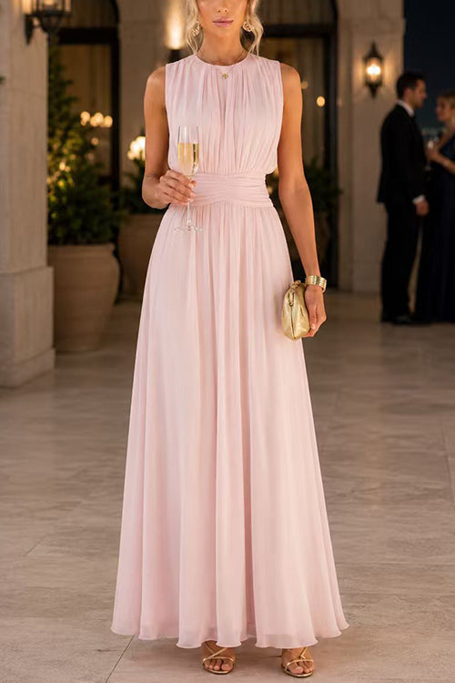 Sleeveless Crewneck High Waist Maxi Dress