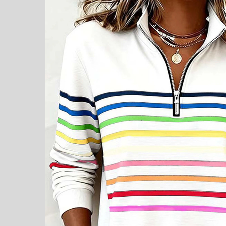 Colorful Striped Quarter-Zip Sweatshirt