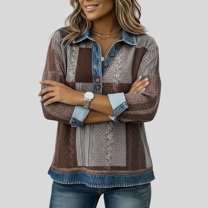 Color Block Print Sweater