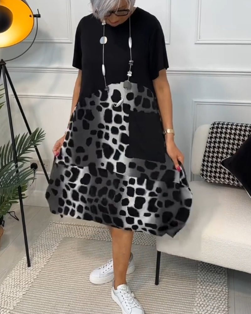 Cassandra – Printed Midi Dress with Pockets