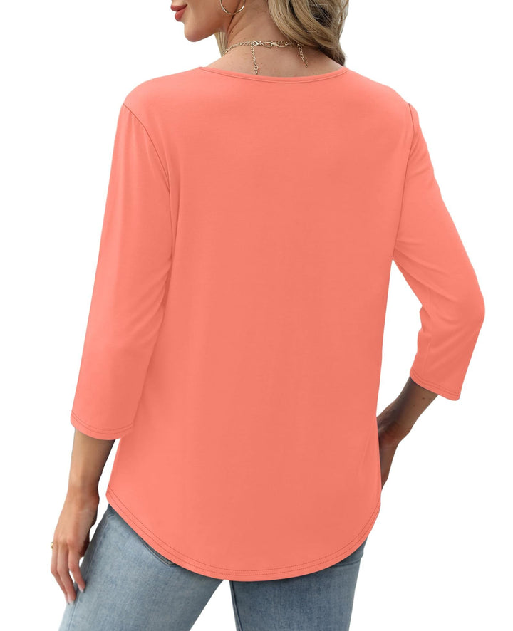 Trixie – Pleated Tunic Top with 3/4 Sleeves