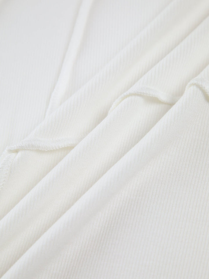 Solarae – Ribbed Long Sleeve Top with Piping Detail