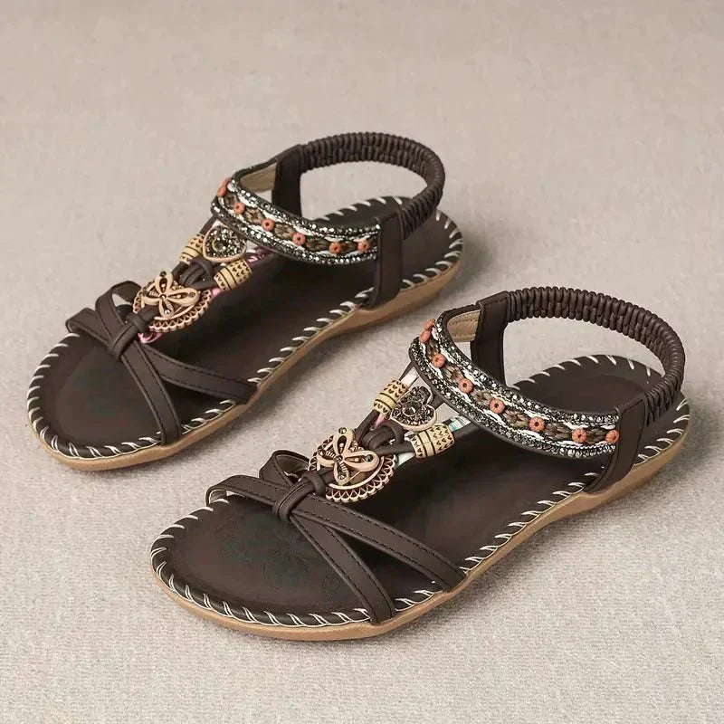 Nalu – Boho Flat Sandals with Beaded Detail