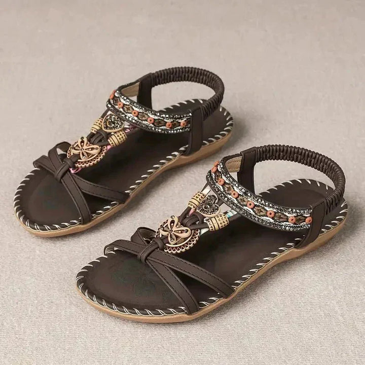 Nalu – Boho Flat Sandals with Beaded Detail
