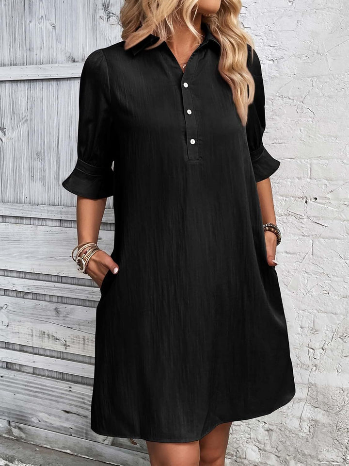 Cameron – Button-Down Ruffle Sleeve Dress