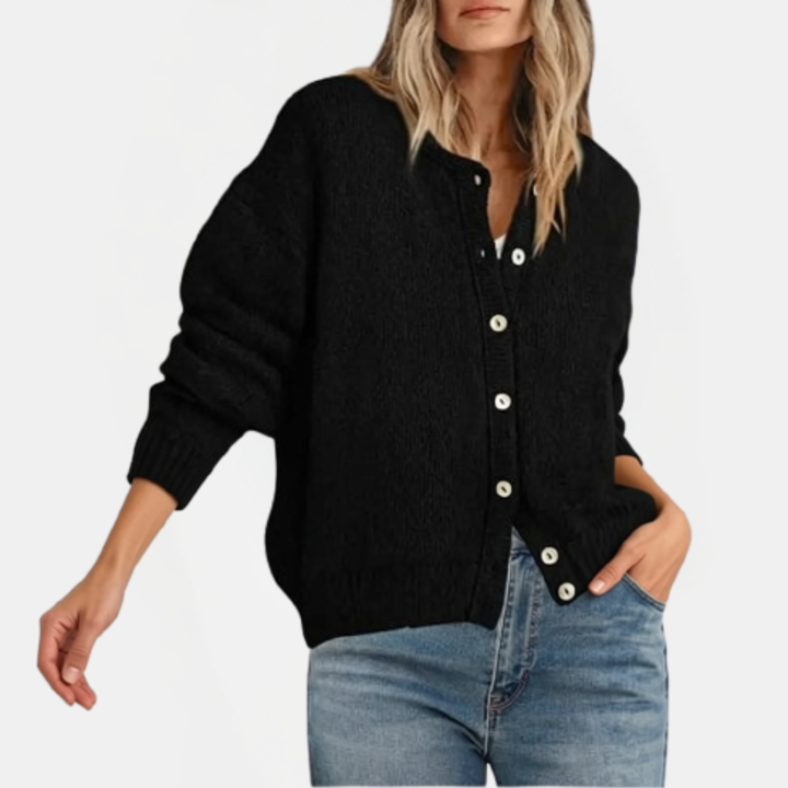 Candice | Button Front Crewneck Cardigan