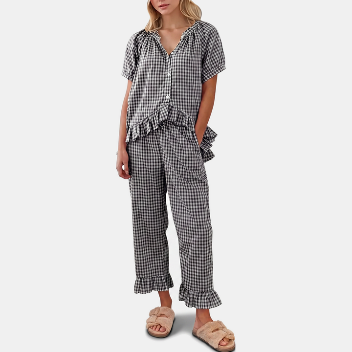 Eliza | Ruffle Trim Pajama Set