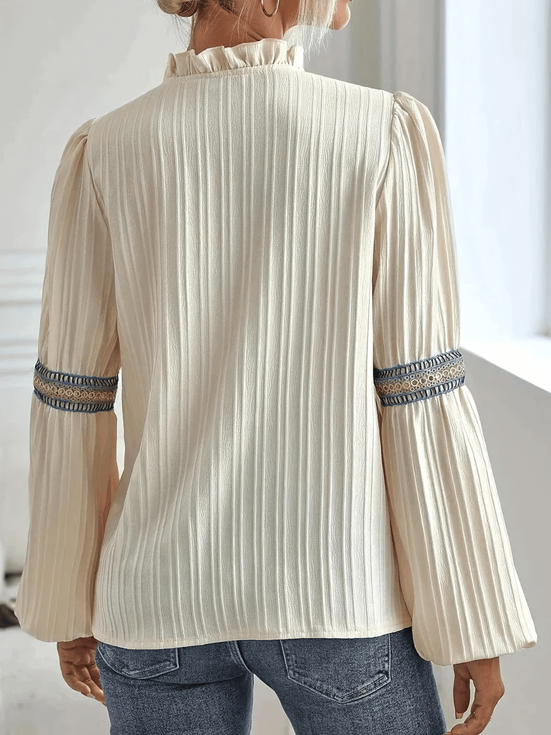 Pohima – V-Neck Embroidered Blouse